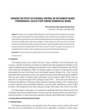 Examine the effect of internal control on Vietnamese banks performance: Case at state-owned commercial banks - MSc. Le Van Tuan, MSc. Nguyen Kim Quoc Trung