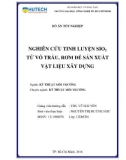 Luận văn Thạc sĩ Kỹ thuật môi trường: Nghiên cứu tinh luyện SiO2 từ vỏ trấu, rơm để sản xuất vật liệu xây dựng