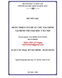 Luận văn thạc sĩ Tài chính ngân hàng: Hoàn thiện cơ chế tự chủ tài chính tại Bệnh viện Đại học Y Hà Nội