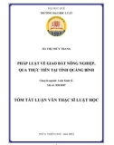 Tóm tắt Luận văn Thạc sĩ Luật học: Pháp luật về giao đất nông nghiệp, qua thực tiễn tại tỉnh Quảng Bình