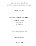 Luận văn Thạc sĩ Khoa học: Bổ đề đạo hàm Logarit và ứng dụng