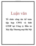 Luận văn: Tổ chức công tác kế toán tập hợp CPSX và tình GTSP tại Công ty Đầu tư Xây lắp Thương mại Hà Nội