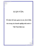 Luận văn tốt nghiệp: Tổ chức kế toán quản trị các yếu tố đầu vào trong các doanh nghiệp nhà nước ở Việt Nam hiện nay