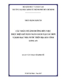 Luận văn Thạc sĩ Kinh tế: Các nhân tố ảnh hưởng đến việc thực hiện kế toán ngân sách tại các đơn vị kho bạc nhà nước trên địa bàn tỉnh Long An