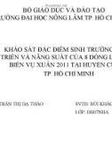 Báo cáo tốt nghiệp: Khảo sát đặc điểm sinh trưởng, phát triển và năng suất của 8 dòng lúa đột biến vụ xuân 2011 tại huyện Củ Chi Tp. Hồ Chí Minh