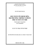 Luận văn Thạc sĩ Toán học: Bài toán ổn định hóa hệ phương trình vi phân phi tuyến có trễ