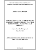 Summary of Doctorate Thesis in Education Sciences: Management of intermediate-level human resources training for Industrial Parks in Ha Nam province