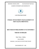 Doctor of philosophy in Economics thesis summary: Public investment management in Tien Giang province