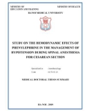 Medical doctoral thesis summary: Study on the hemodynamic efects of phenylephrine in the management of hypotension during spinal anesthesia for cesarean section