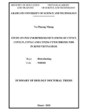 Summary of Biology Doctoral Thesis: Study on polymorphisms mutations of CYP2C9, CYP2C19, CYP3A5 and CYP2D6 cytochrome P450 in Kinh Vietnamese