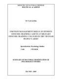 Summary of doctoral dissertation of psychology studies: Emotion management skills of division officers-training cadets at Military Officers-Training Colleges in the Vietnam People's Army