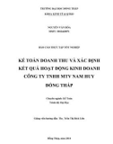 Báo cáo thực tập tốt nghiệp: Kế toán doanh thu và xác định kết quả hoạt động kinh doanh công ty TNHH MTV Nam Huy Đồng Tháp