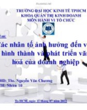 Tiểu luận hành vi tổ chức: Các nhân tố ảnh hưởng đến việc hình thành và phát triển văn hoá của doanh nghiệp