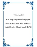 Tiểu luận: Giải pháp nâng cao chất lượng tín dụng tại Ngân hàng Nông nghiệp và Phát triển Nông thôn chi nhánh Hà Nội