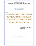 Khóa luận tốt nghiệp Sư phạm Hóa học: Khảo sát thành phần cơ giới, độ chua, nhôm di động, sức đệm của đất ở nông trường Phạm Văn Cội – Củ Chi