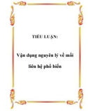 TIỂU LUẬN: Vận dụng nguyên lý về mối liên hệ phổ biến