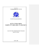 Luận văn Thạc sĩ Định hướng ứng dụng: Quản lý hoạt động nghiên cứu khoa học của Bộ Nội vụ