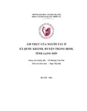 Tóm tắt Khóa luận tốt nghiệp: Ẩm thực của người Tày ở xã Quốc Khánh, huyện Tràng Định, tỉnh Lạng Sơn