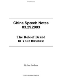 China Speech The Role of Brand In Your Business