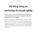 Hệ thống thông tin marketing cho doanh nghiệp