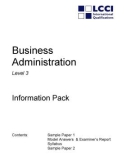 Business Administration Level 3 Information Pack