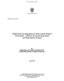 Health Insurance Regulation by States and the Federal Government: A Review of Current Approaches and Proposals for Change