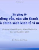 Bài giảng 19: Các dòng vốn, cán cân thanh toán và chính sách kinh tế vĩ mô (Học kỳ Thu 2014-2015) - Đỗ Thiên Anh Tuấn