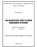 Abstract of doctoral thesis on law studies: Law on employers' right to labour management in Vietnam