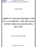 Luận văn Thạc sĩ Sinh học: Nghiên cứu hệ sinh thái miệt vườn ở Cù Lao Thới Sơn - tỉnh Tiền Giang để phát triển du lịch sinh thái bền vững