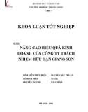 Khóa luận tốt nghiệp: Nâng cao hiệu quả kinh doanh của Công ty TNHH Giang Sơn