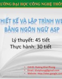 Thiết kế và lập trình Web bằng ngôn ngữ ASP_Phần 1: Giới thiệu tổng quan về Web