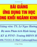 Bài giảng Ứng dụng tin học trong khối ngành kinh tế: Chương 2 - TS. Lê Ngọc Hướng