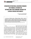 Integrating international accounting standards into financial statement of Vietnam's joint-stock companies prepared for listing on foreign stock markets