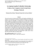 Investigating liquidity-profitability relationship: Evidence from companies listed in Saudi stock exchange (Tadawul)