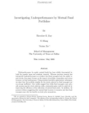 Investigating Underperformance by Mutual Fund Portfolios