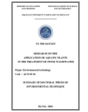 Summary of Doctoral thesis of Environmental Technique: Research on the application of aquatic plants in the treatment of swine wastewater