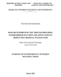 Summary of Environmental Technique Doctoral thesis: Research improving the process preparing superoxidized sulution and application in disifecting hospital wastewater