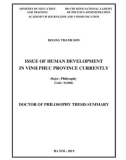 Doctor of Philosophy thesis summary: Issue of human development in Vinh Phuc province currently