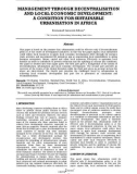 Management through decentralisation and local economic development: A condition for sustainable urbanisation in Africa