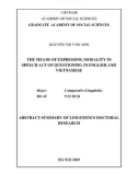 Summary of the Doctoral thesis in Linguistics: The means of expressing modality in speech act of questioning in English and Vietnamese