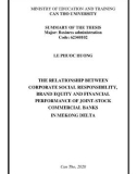 Summary of the thesis Business administration: The relationship between corporate social responsibility, brand equity and financial performance of joint-stock commercial banks in Mekong delta