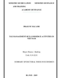 Summary of doctoral thesis in Economics: Tax management of e-commerce activities in Viet Nam