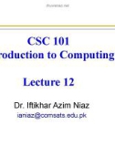 Lecture Introduction to computing - Lecture 12