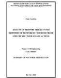 Summary of Doctoral dissertation Civil engineering: Effects of masonry infills on the responses of reinforced concrete frame structures under seismic actions