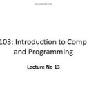 Lecture Introduction to computer and programming - Lecture No 13