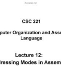 Lecture Computer organization and assembly language - Lecture 12: Addressing Modes in Assembly