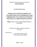 Summary of Doctoral Thesis in Education Science: Formation and development of teaching skills by experiments for undergraduate students of Physics pedagogy in credit-based training