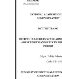 Summary of The Doctoral Thesis of Public Administration: Office culture in state administrative agencies of Hanoi City in the current period