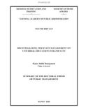 Summary of The Doctoral Thesis of Public Management: Decentralizing the state management on universal education in Hanoi City