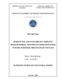 Summary of Doctoral Thesis in Biology: Sequencing and analysis of mitochondrial genome of 6 indigenous pig breeds in some Northern provinces of Vietnam